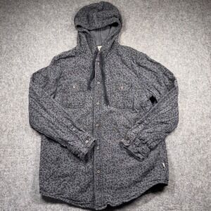 Modern Amusement Mens Hooded Shirt Gray Leopard Animal Print Cotton Size L 1242